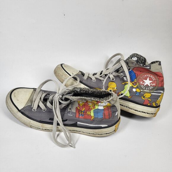 The Simpsons Chuck Taylor Converse All Star High Top Sneakers Mens 5 Womens 7 - Picture 1 of 13